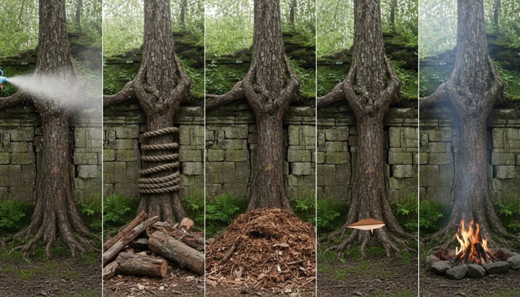 Découvrez 5 méthodes efficaces pour éliminer un arbre qui pousse dans un mur, afin de protéger votre bâtiment et éviter les dommages structurels.